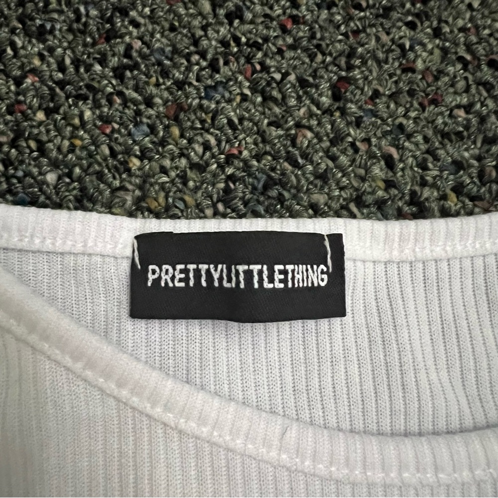 PRETTYLITTLETHING White Triangle Handkercheif Racer Back Tank Top Shirt Top Sz S - Picture 14 of 16